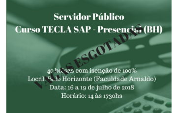 Curso presencial de Servidor Público – TECLA SAP (Belo Horizonte) – VAGAS ESGOTADAS